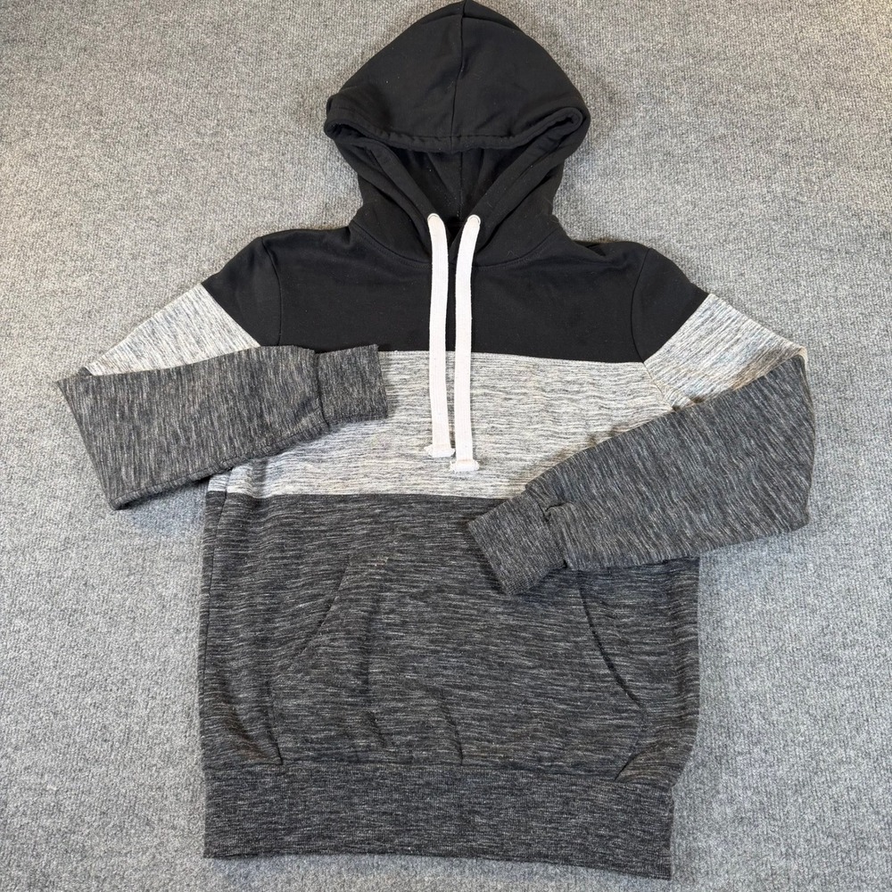 Reflex Mens Colorblock Hoodie Small Black Grey Marl Fleece Pullover #3668